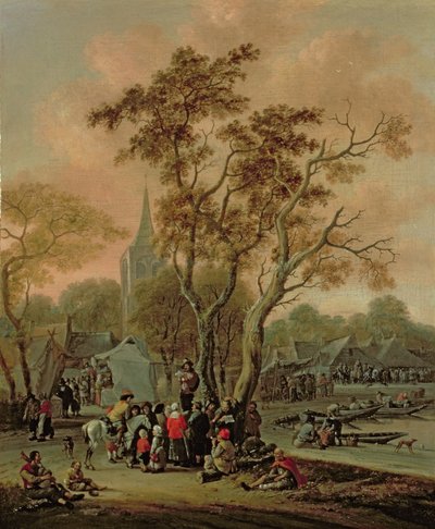 A Village Fair with a Mummer by Salomon Rombouts